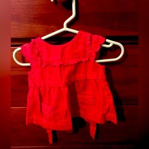 Janie and Jack 3-6 month bright red baby girl sleeveless shirt